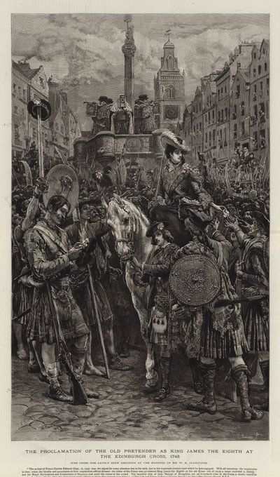 La proclamación del Viejo Pretendiente como el Rey Jaime VIII en la Cruz de Edimburgo, 1745 de William Small